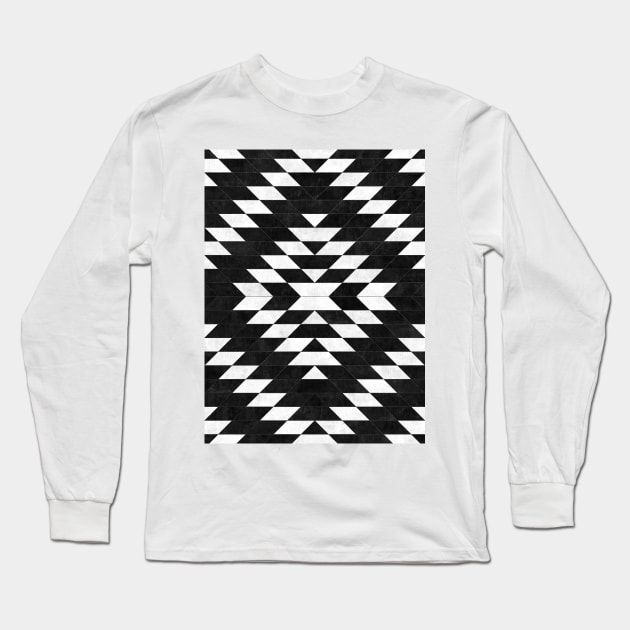 Urban Tribal Pattern No.14 - Aztec - Black Concrete Long Sleeve T-Shirt by ZoltanRatko